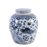 Product Image 3 for Blue & White Ancestor Lidded Jar Fish Motif from Legend of Asia