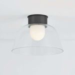 Lakeside Flush Mount light illuminated, showing warm light from opal diffuser through clear glass shade