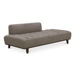 Bennett Daybed shown from angled side view highlighting curved armrest and channel tufting detail