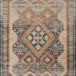 Jocelyn Navy Multi Rug with antique-inspired geometric motif in navy, beige, rust, and muted blue tones