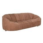 Amadeus Sofa angled view showing rounded armrest and depth of the brown leather upholstery