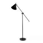 Alternate view of Watkins Floor Lamp with smooth black metal finish and angled arm