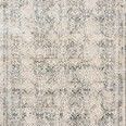 Theia Natural Ocean Rug with an intricate faded pattern in neutrals and blue hues, featuring subtle pile height variation ...