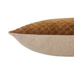 Alternate side view showing pillow’s shape and texture contrast between front velvet and back linen fabric