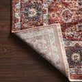 Samra Brick / Multi Rug corner flipped to show the woven backside and construction detail