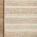 Close-up corner of Chris Ivory Clay Rug on wood floor showing soft wool fibers and striped design