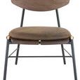 Front view highlighting wide smoked oak backrest and broad leather seat cushion of Kink Dining Chair