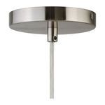 Brushed metal ceiling mount and clear cord of Lys Pendant in close-up