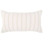Cotton linen sham in eggshell beige with hand-quilted two-tone vertical stripes and textured fabric