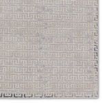 Close-up of corner showing detailed high-low woven edges and geometric print