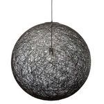 String 30 Pendant Light with black molded string sphere showing unlit bulb and subtle texture details
