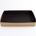 Rectangular Napa Leather Brown Tray with smooth dark brown interior and lighter brown exterior