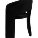 Rear side view highlighting the solid rounded backrest and single supporting leg design