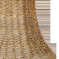 Close-up showing detailed texture and weaving of natural fibers on the bell chandelier shade