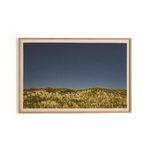 photograph of sand dunes with tall grass under deep blue sky in white oak wood frame