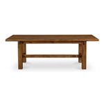 Mikoshi small dining table in solid pine with thick legs and a rectangular tabletop in warm brown finish