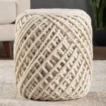 Product Image 1 for Guna Textured White/ Light Gray Cylinder Pouf from Jaipur 