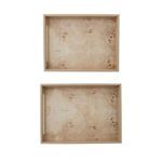 Product Image 2 for 2-Piece Burl Wood Veneer Tray Set with Handles, Natural Finish from Creative Co-Op