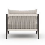 Close-up rear view of Sherwood chair with tightly wrapped vertical cotton rope weaving