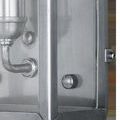 Close-up of the lower side corner showing metal frame texture and attachment knob detail