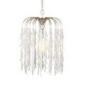 Pendant hanging from white ceiling plate, showing full chain and drop length
