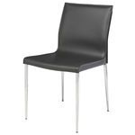 Modern Colter Dining Chair with gray padded seat and backrest, supported by slim chrome legs