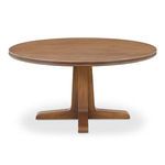 Charles dining table side view highlighting thickness of tabletop and base design.