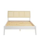 Slight angled front view highlighting the slatted wooden bed base without mattress