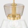 Close-up showing light bronze upper glass shade and metal fixture details of Elodie Pendant