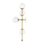 Armstrong 4 L Sconce side profile illustrating globe positioning on slim vertical and horizontal brass rods