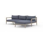 Sherwood Outdoor 2 Piece Sectional in washed brown with plush cushions and modern wooden frame