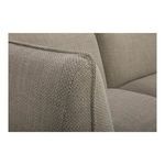 Detailed close-up of stitching and fabric texture on sofa arm