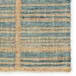 detailed weave close-up highlighting texture of blue and brown striped fibers