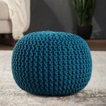 Product Image 1 for Spectrum Pouf Textured Blue Round Pouf from Jaipur 