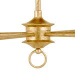 Close-up on main fixture hub with distinctive ring hanging just below