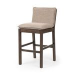Wilmington Stool with almond-finished parawood frame and cushioned beige high-performance fabric seat for bar use