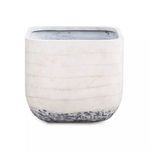 Front view of grey ombre concrete planter showing square opening and smooth surface