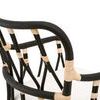 Close-up of upper backrest section showing black rattan poles wrapped with natural binding
