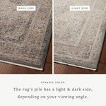 Side-by-side view showing the rug’s pile with light and dark sides creating dynamic color shifts
