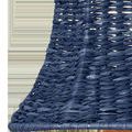 Close-up of woven indigo blue texture on bell chandelier shade showing detailed craftsmanship