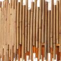 Close-up of natural rattan ribs texture and varied lengths in Teahouse Chandelier shade