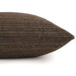 Side view showing pillow cover’s fine woven texture and subtle color variations in mahogany brown
