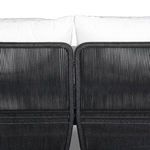 Close-up rear detail where two sofa back sections meet with detailed black rope wrapping
