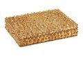 Closed box angled from above with dimpled gold lid and matching base