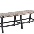 Harlyn Bench angled view emphasizing woven seat texture and black wooden legs structure