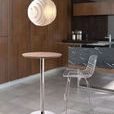 Bergen Bar Table with round walnut top and chrome base in a modern kitchen setting