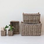 Product Image 3 for Hand-Woven Rattan Trunks Storage with Handles and 3 Nested Baskets, Natural, Set of 5 from Creative Co-Op