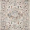Ivory and multi color traditional 2'7" x 10'0" Oushak-style rug with faded medallion motif