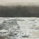 Close-up of central area with textured brushstrokes and layered whites and grays