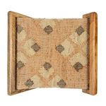 Top-down view of thick handwoven seat showing beige and brown diamond pattern
